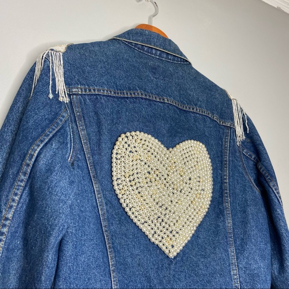 Vintage One of a Kind Pearl Embroidered 80s Levi's Denim Jean Jacket715060216 C1 - Picture 5 of 7
